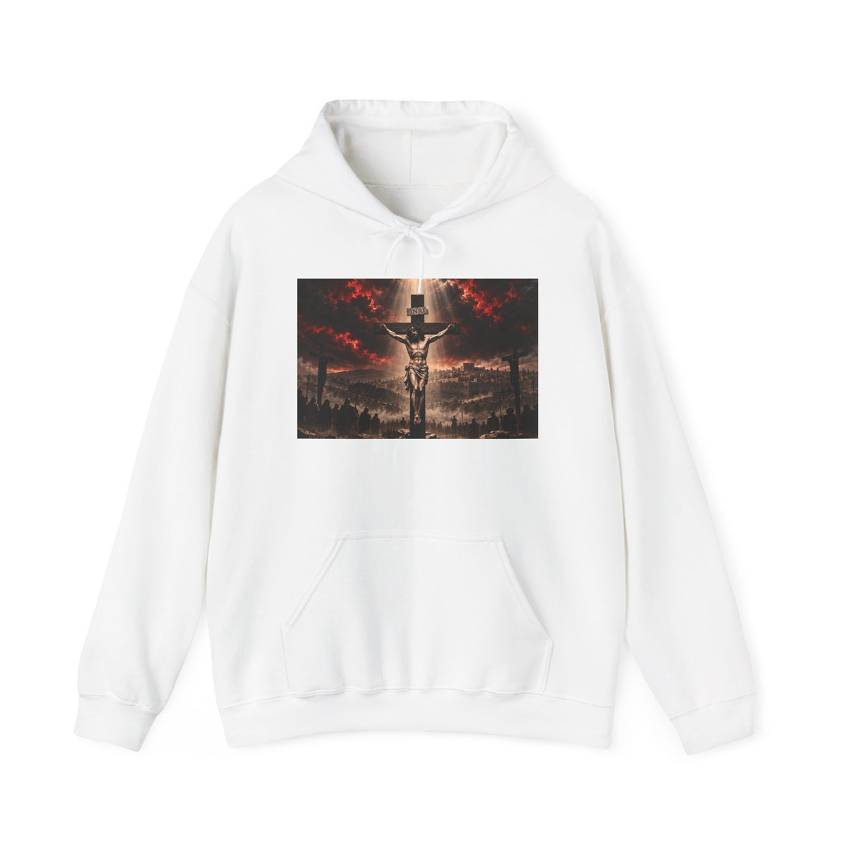 Christian Crucifix Hoodie — Jesus on the Cross Religious Graphic Sweatshirt