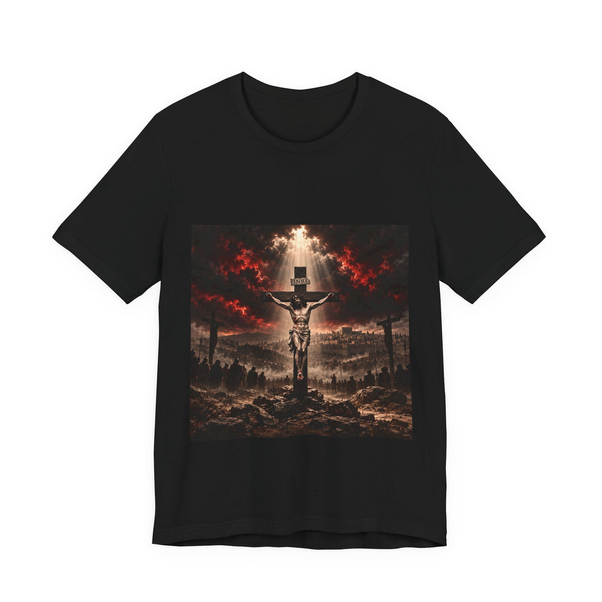 Crucifixion Scene T‑Shirt — Dramatic Jesus Cross Graphic Tee