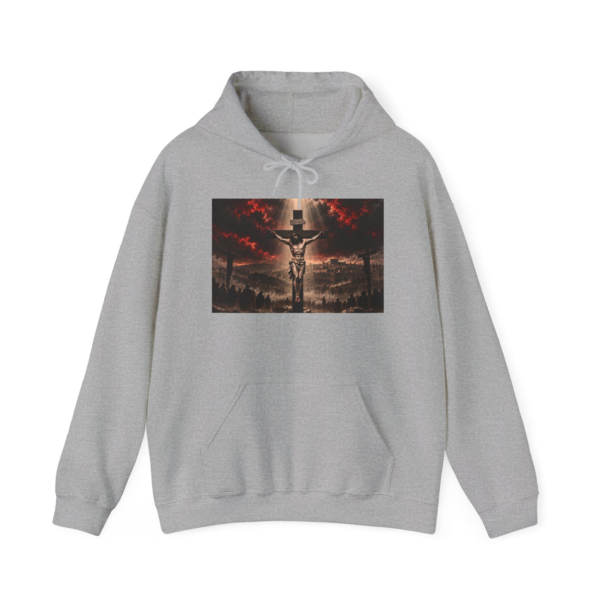 Christian Crucifix Hoodie — Jesus on the Cross Religious Graphic Sweatshirt