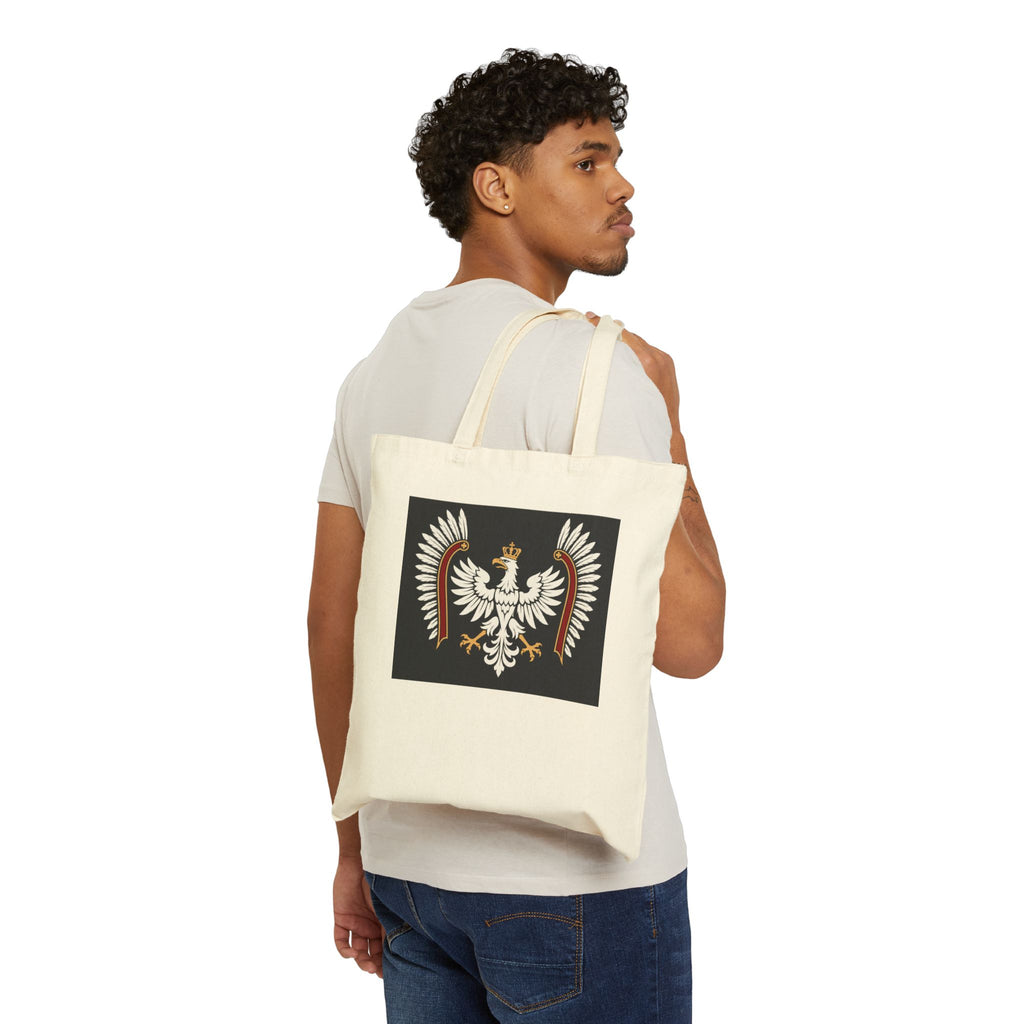 Polish White Eagle Canvas Tote Bag – Vintage Heraldic Coat of Arms Tote