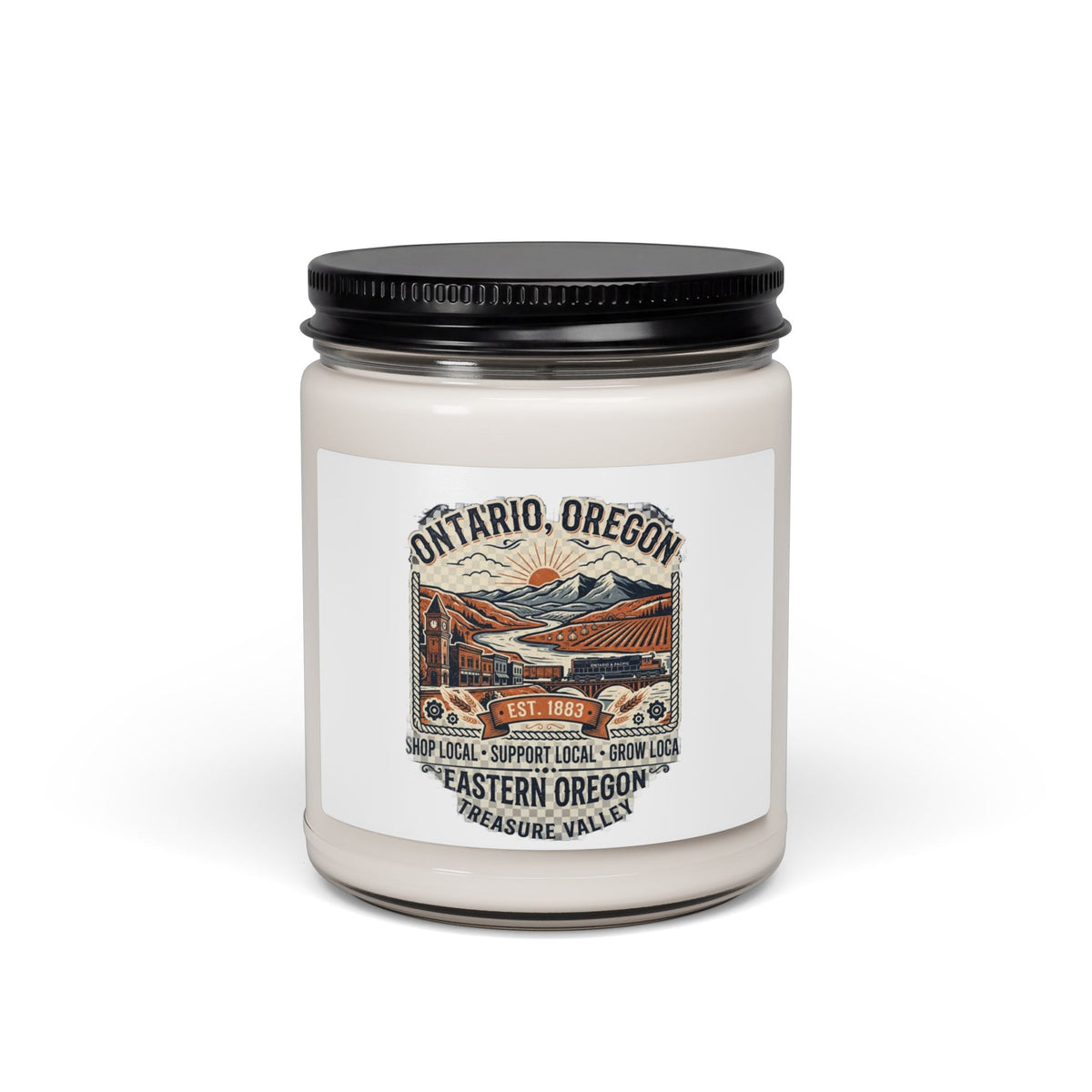 Ontario, Oregon Soy Candle - Eastern Oregon Rustic Travel Label (9oz)