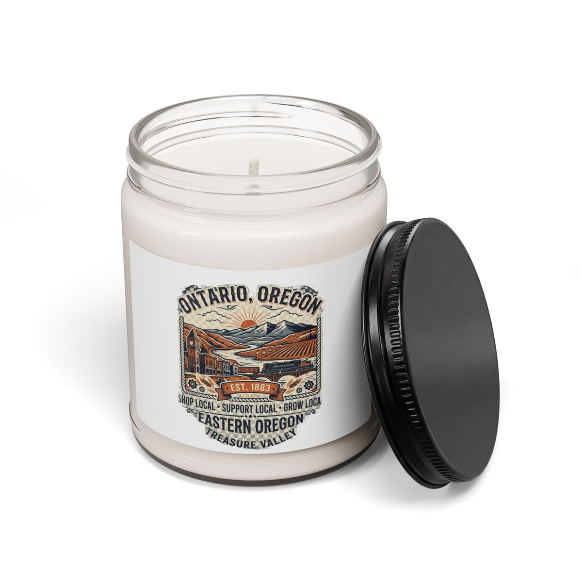 Ontario, Oregon Soy Candle - Eastern Oregon Rustic Travel Label (9oz)