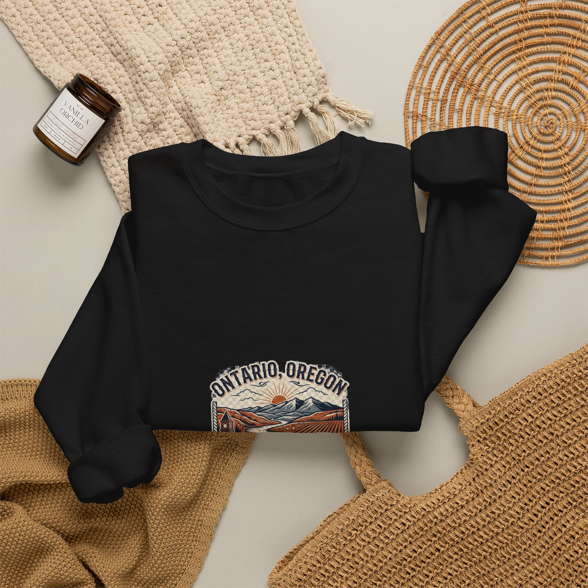 Ontario, Oregon Retro Scenic Crewneck Sweatshirt