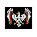 Polish White Eagle Kiss-Cut Sticker — Crowned Heraldic Emblem on Black