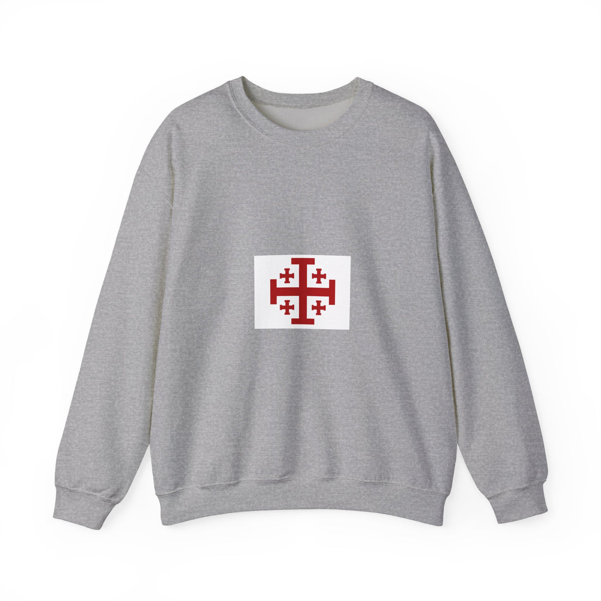 Crewneck Sweatshirt with Jerusalem Cross – Minimal Christian Symbol Pullover