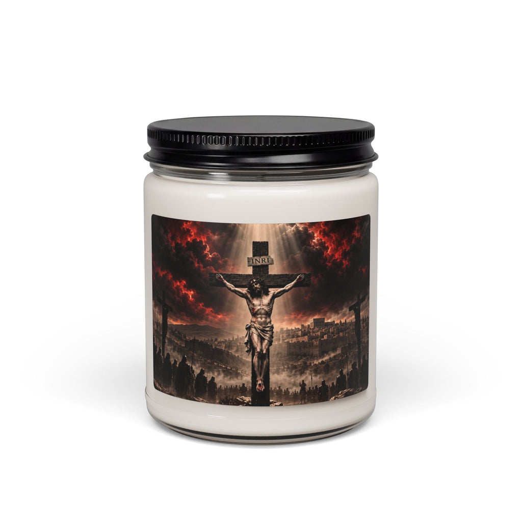 Religious Soy Candle — Crucifixion Scene 9oz Scented Jar