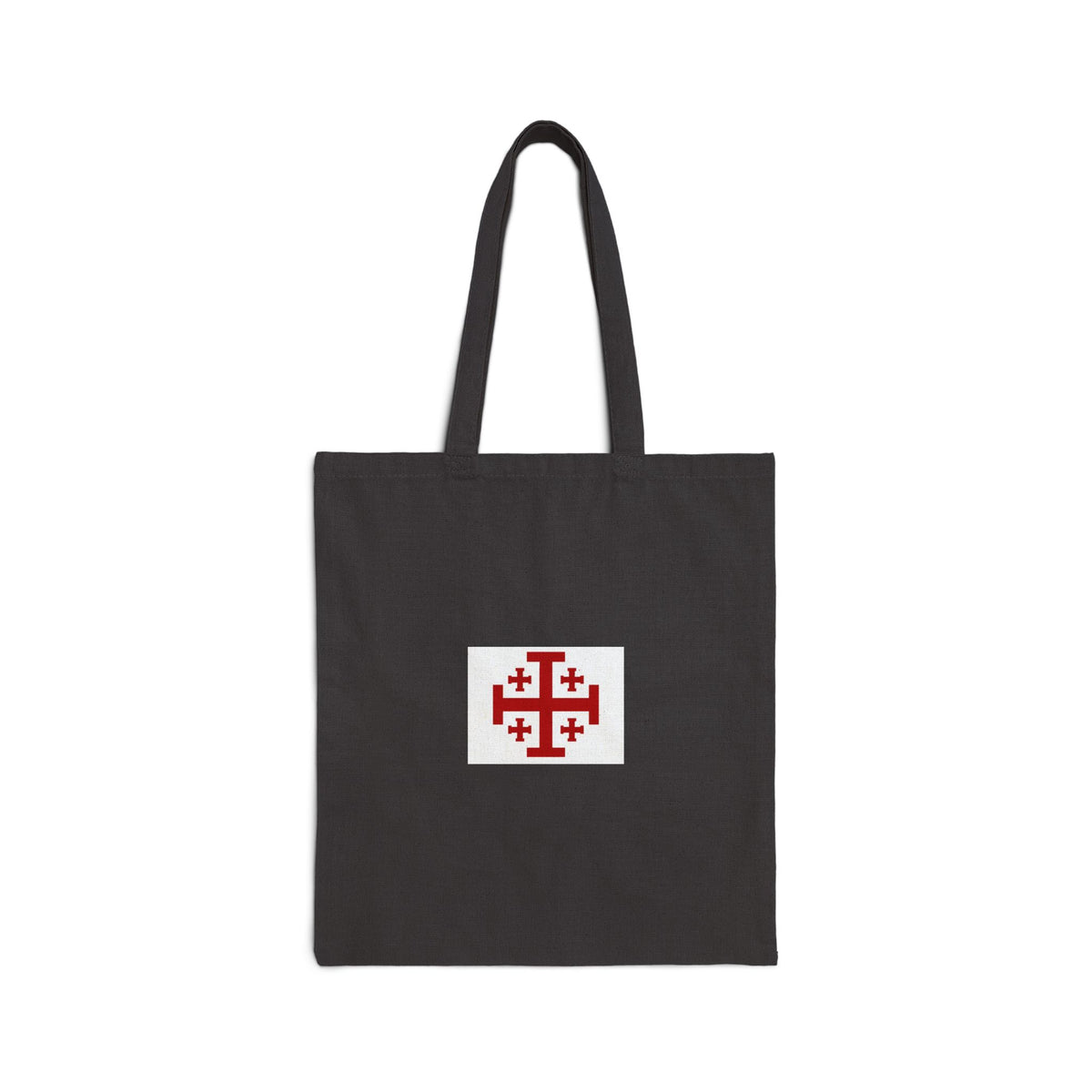 Jerusalem Cross Canvas Tote Bag — Small Red Christian Symbol Cotton Shopper