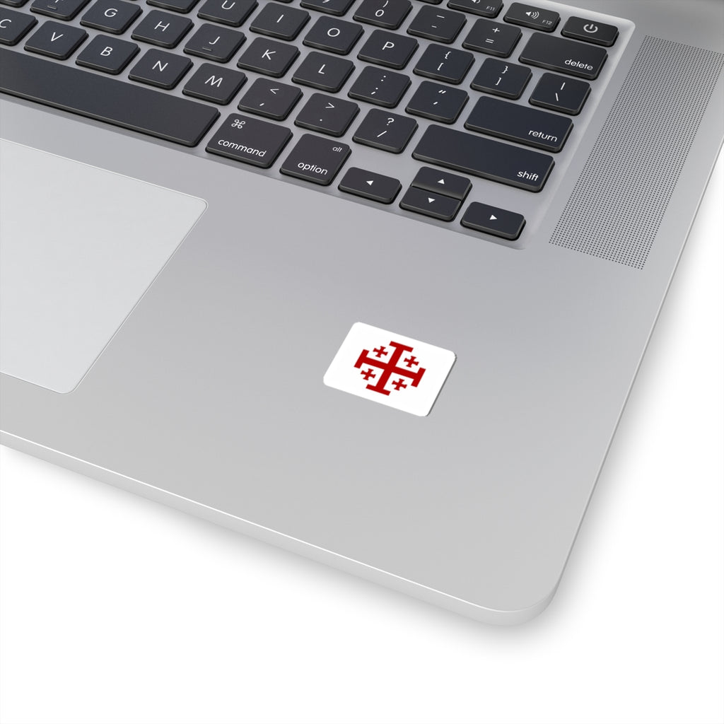 Jerusalem Cross Sticker — Red Christian Symbol Kiss-Cut Sticker for Laptops, Bibles & Faith Gifts