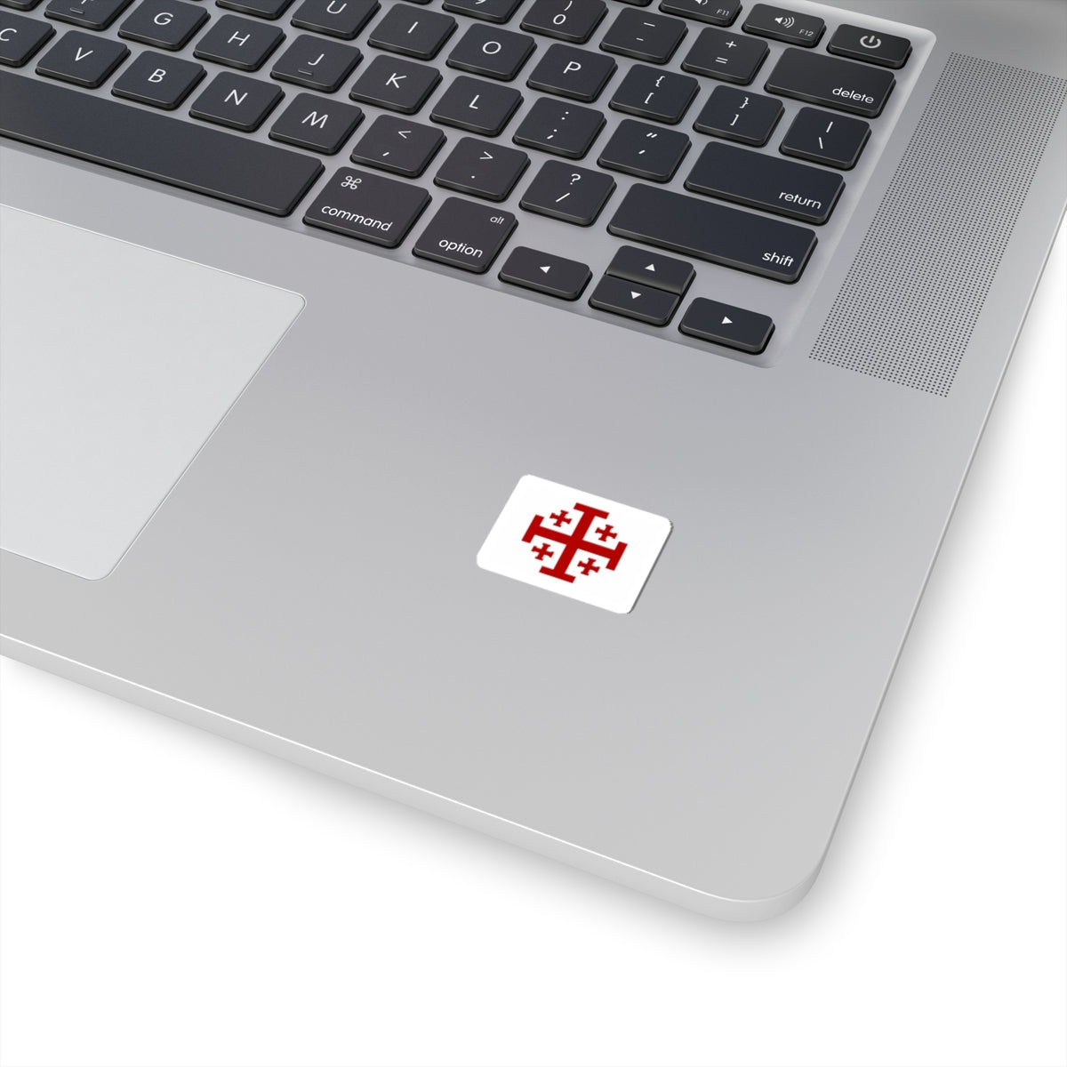 Jerusalem Cross Sticker — Red Christian Symbol Kiss-Cut Sticker for Laptops, Bibles & Faith Gifts