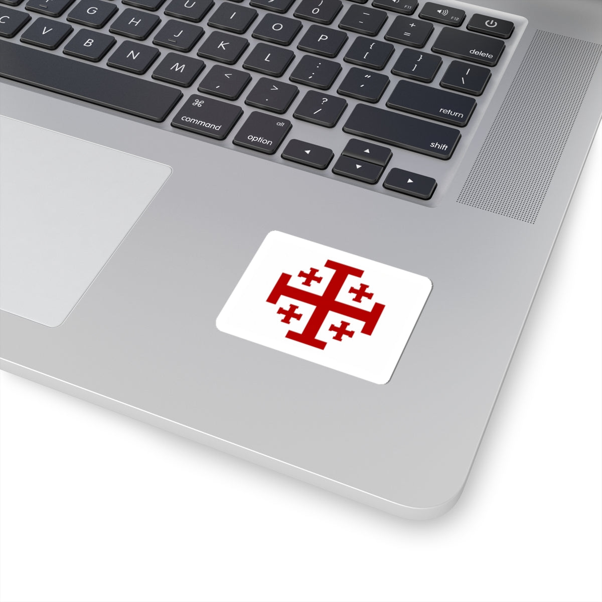 Jerusalem Cross Sticker — Red Christian Symbol Kiss-Cut Sticker for Laptops, Bibles & Faith Gifts