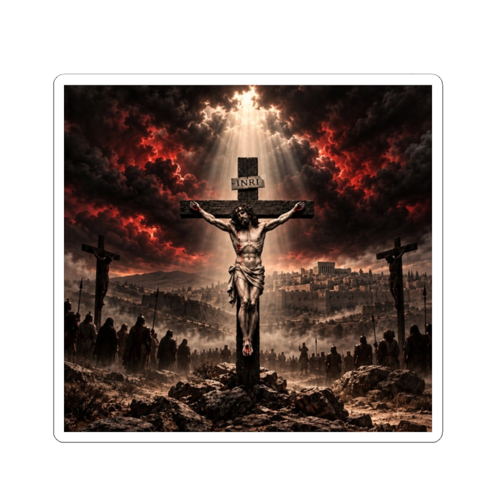 Crucifixion Scene Kiss-Cut Sticker - Religious Jesus Cross Decal