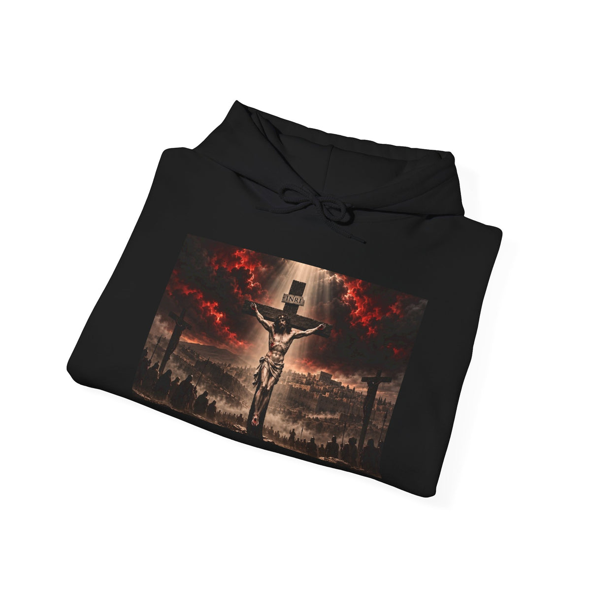 Christian Crucifix Hoodie — Jesus on the Cross Religious Graphic Sweatshirt