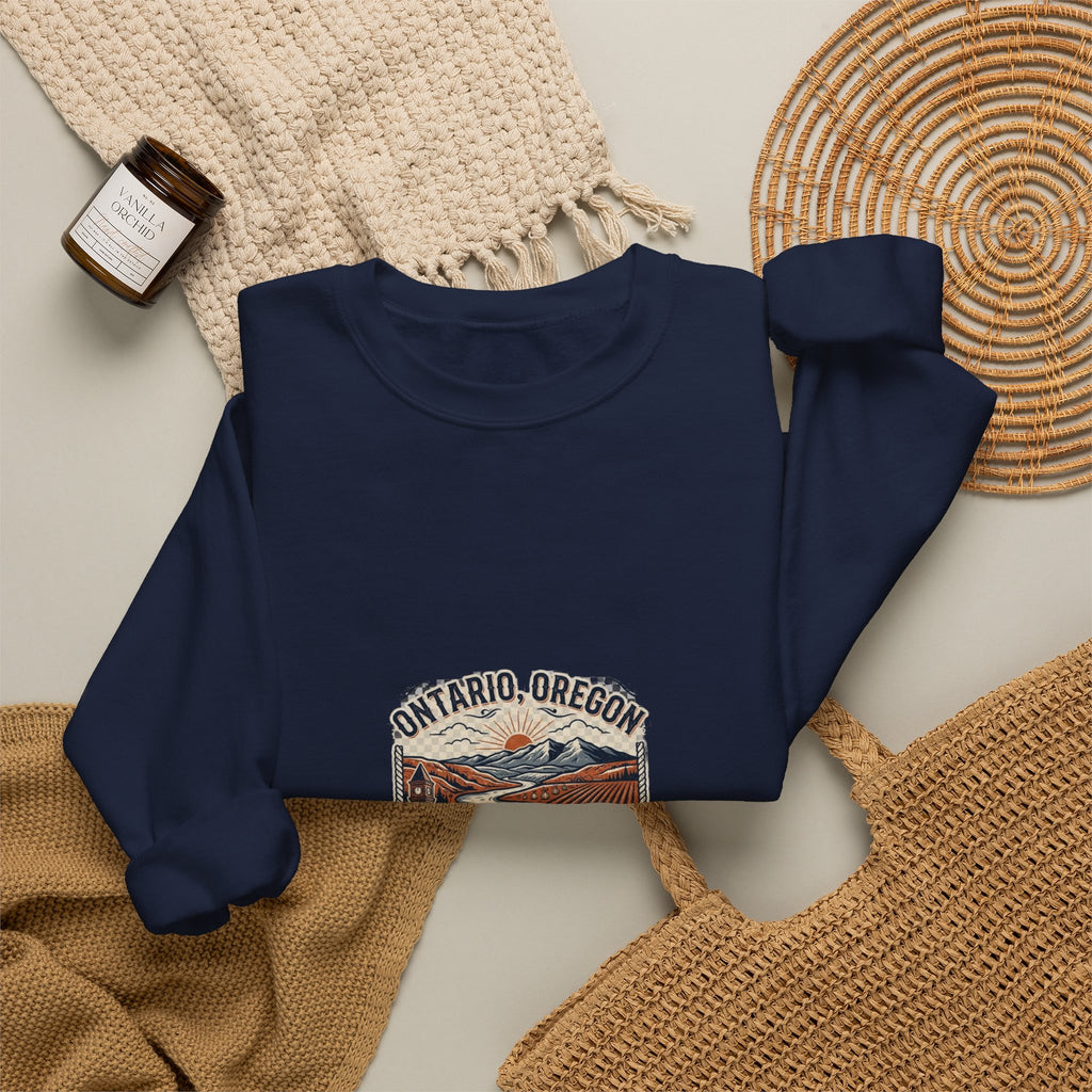 Ontario, Oregon Retro Scenic Crewneck Sweatshirt