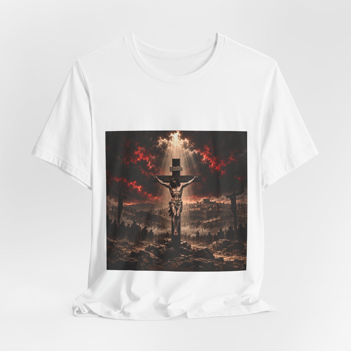 Crucifixion Scene T‑Shirt — Dramatic Jesus Cross Graphic Tee