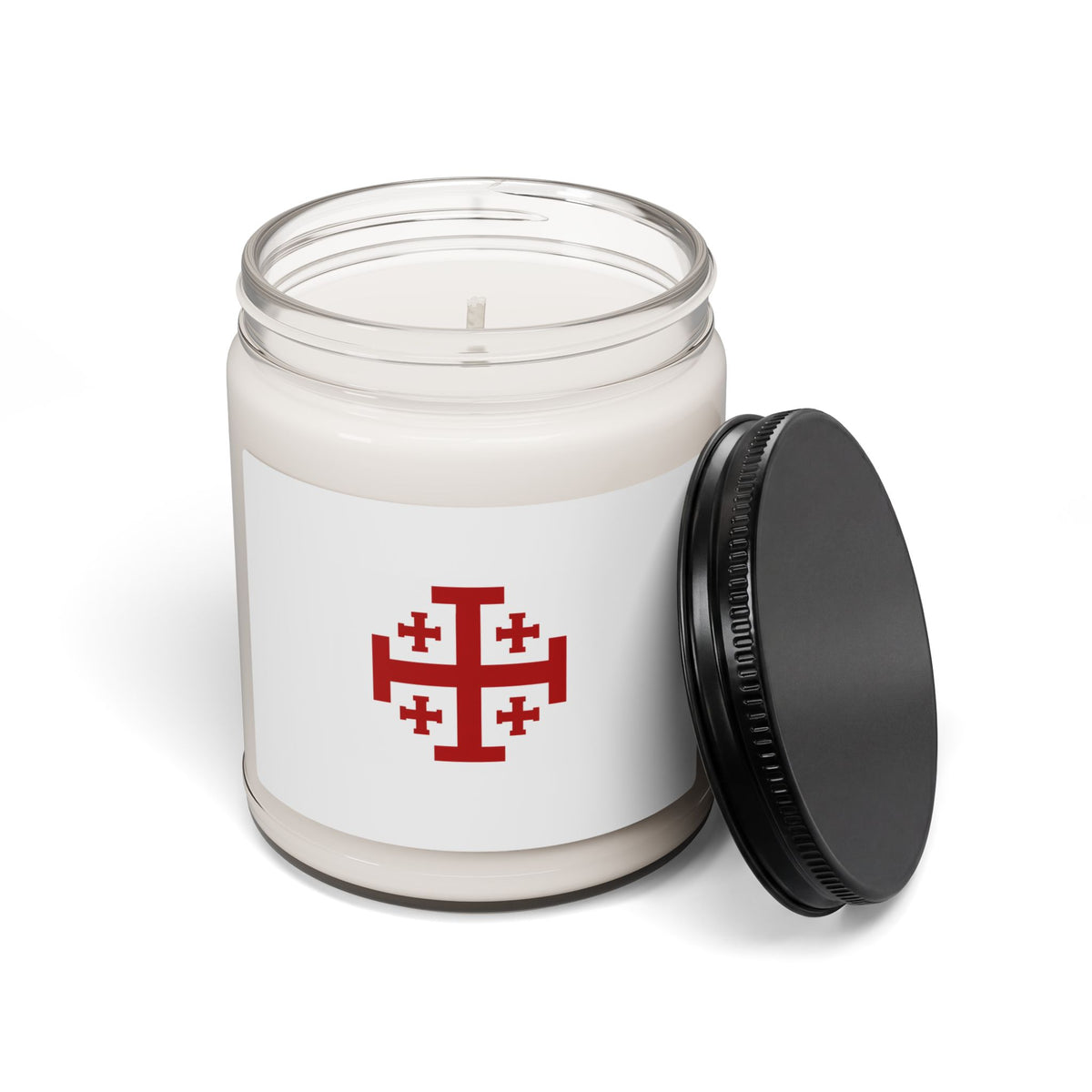 Jerusalem Cross Soy Candle — 9oz Scented Jar for Prayer & Meditation